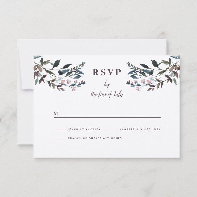 Garden Wappen Rustic Kraft Floral Response Wedding RSVP Karte (Vorderseite)