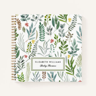 Garden Watercolor Blätter Kinderdusche Notizbuch