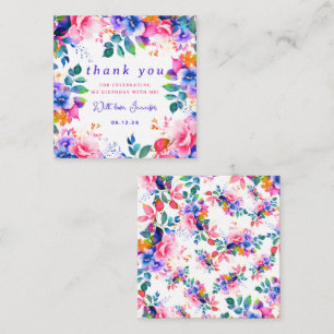 Garden Watercolor Floral Geburtstag Danke Beilage Begleitkarte