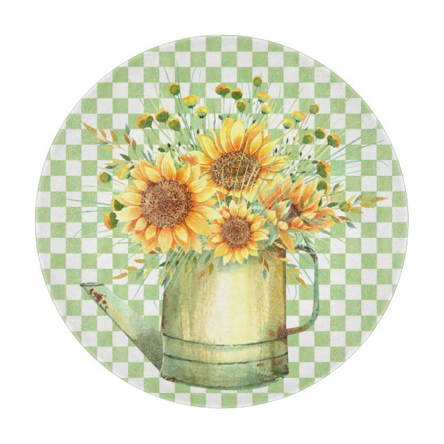 Garden Watering Can Sonnenblumen Schneidebrett (Vorderseite)