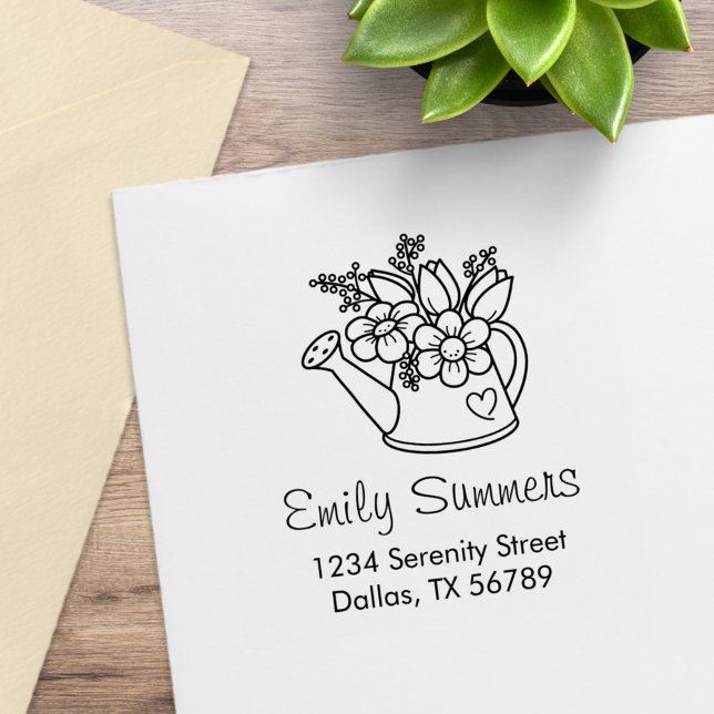 Garden Watering Dose mit Blume Adresse Gummistempel (Von Creator hochgeladen)