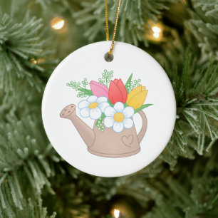 Garden Watering Dose mit Blume Keramik Ornament