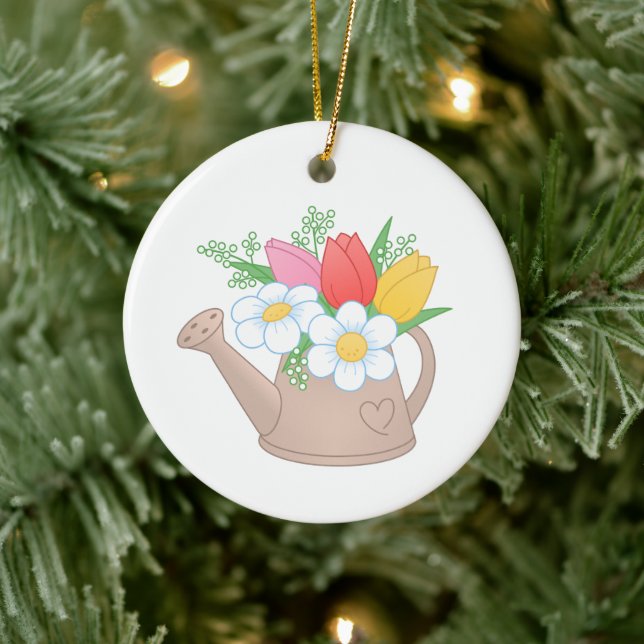 Garden Watering Dose mit Blume Keramik Ornament (Baum)