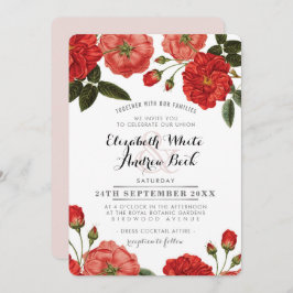 GARDEN WEDD INVITE Chic rote Rosen Blume Einladung