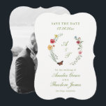 Garden Wedding Die Cut Save the Date Card Einladung<br><div class="desc">Garden wedding save the date card with an elegant die cut shape — a beautifully romantic botanical design perfect for the nature-loving bride who adores garden party and cottagecore wedding aesthetics. The delicate wildflower wreath and butterfly detail create a timeless outdoor feel. Style with botanical invitations, soft green palettes, and...</div>