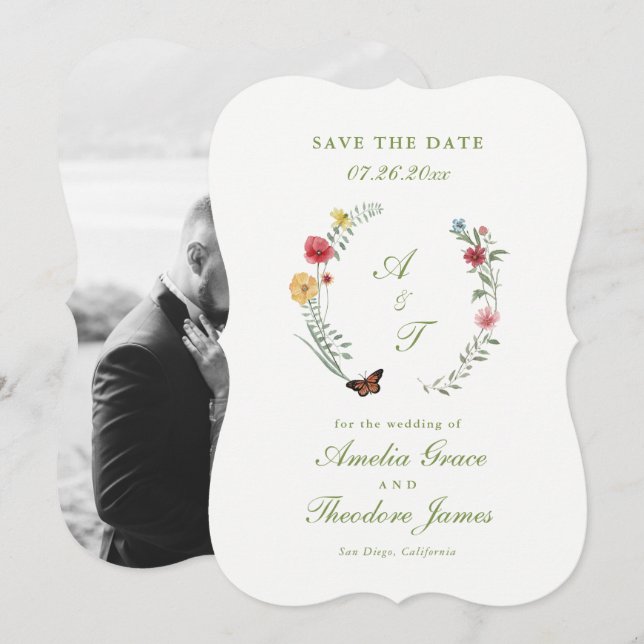 Garden Wedding Die Cut Save the Date Card Einladung (Vorne/Hinten)