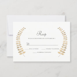 Garden Wedding Golden Leaf Wreath UAWG RSVP Karte