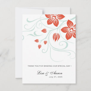Garden Wedding Orange und Blue Floral Wedding Dankeskarte