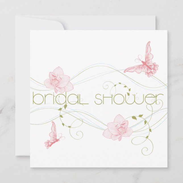 Garden Wedding Pink Lilies Brautparty Einladung (Vorderseite)