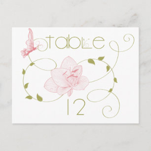 Garden Wedding Pink Lilies Table Card Postkarte