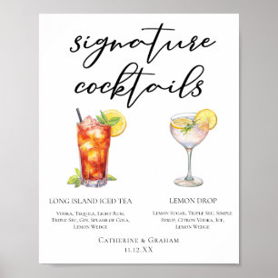 Garden Wedding Signature Cocktails Menü Poster