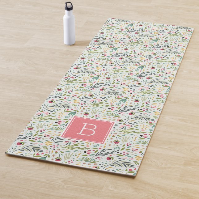 Garden Whimsy Floral Monogram Yogamatte (Beispiel)