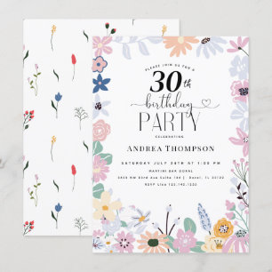 Garden Wildblume 30. Geburtstag Einladungen