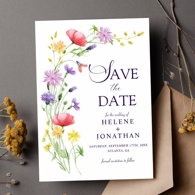 Garden Wildblume Boho Watercolor Save The Date (Garden Wildflower Boho Watercolor Elegant Wedding Save The Date)