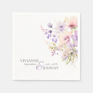Garden Wildblumen Lila Lavendel Lila Hochzeit Serviette