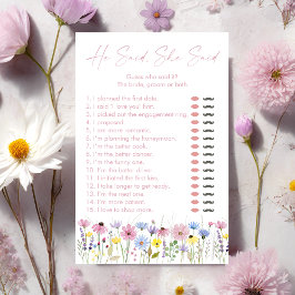 Garden Wildflowers He Said She Said Bridal Game