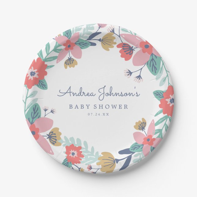 Garden Wreath Baby Dusche Pappteller (Vorderseite)