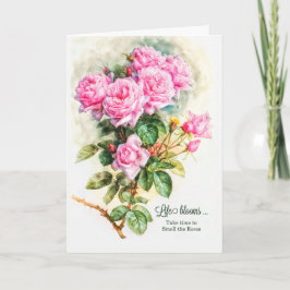 Gardene Themed Vintag Floral Pink Roses Geburtstag Karte