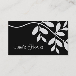 Gardener Business Card Leaf Branch Black & White Visitenkarte