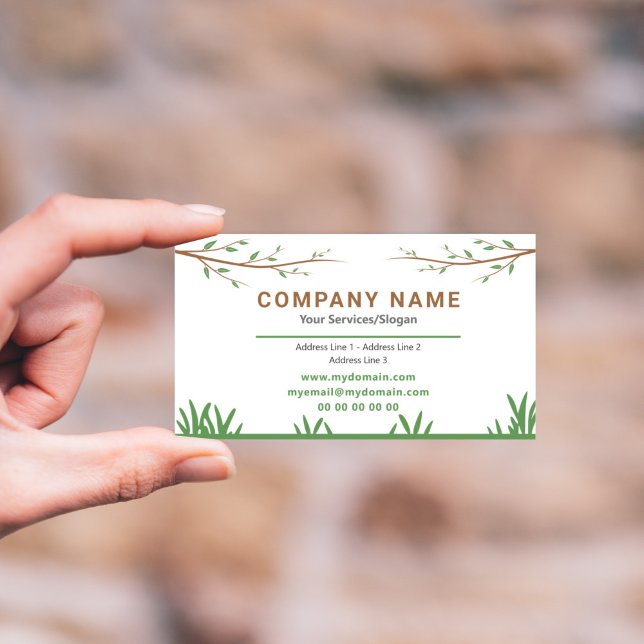 Gardener Business Card mit Zweigbaum & Rasen Visitenkarte (Gardener Business Card)