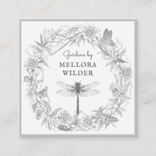 Gardener Dragonfly Floral Business Card Quadratische Visitenkarte
