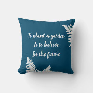 Gardener Fern Leaf Blue Botanical Toss Pillow Kissen
