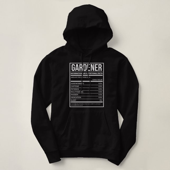 Gardener Funny Garening Nutrition Label für Frauen Hoodie (Design vorne)