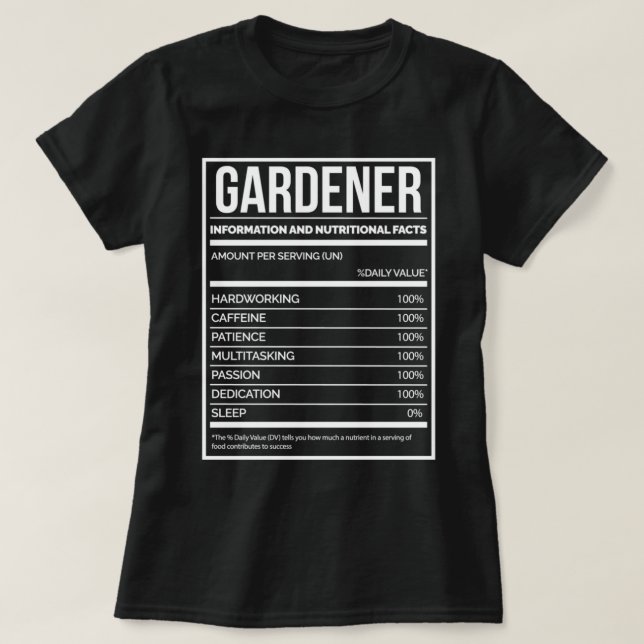 Gardener Funny Garening Nutrition Label für Frauen T-Shirt (Design vorne)