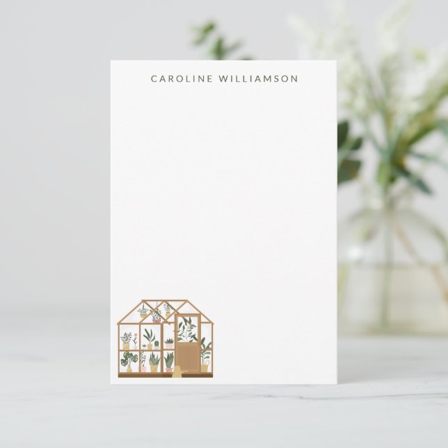 Gardener Greenhouse Illustration Personalisiert Na Mitteilungskarte (Stehend Vorderseite)