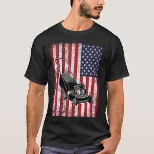 Gardener Lawn Mower USA Flag Proud Landsc T-Shirt