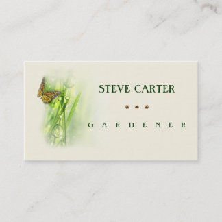 Gardener Meadow Butterfly Florist Plants Green Visitenkarte