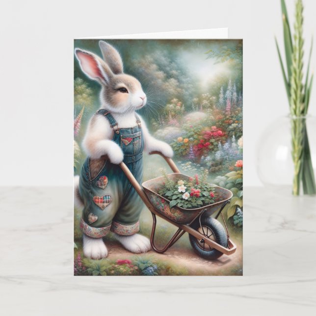 Gardener Rabbit Birthday Karte (Vorderseite)