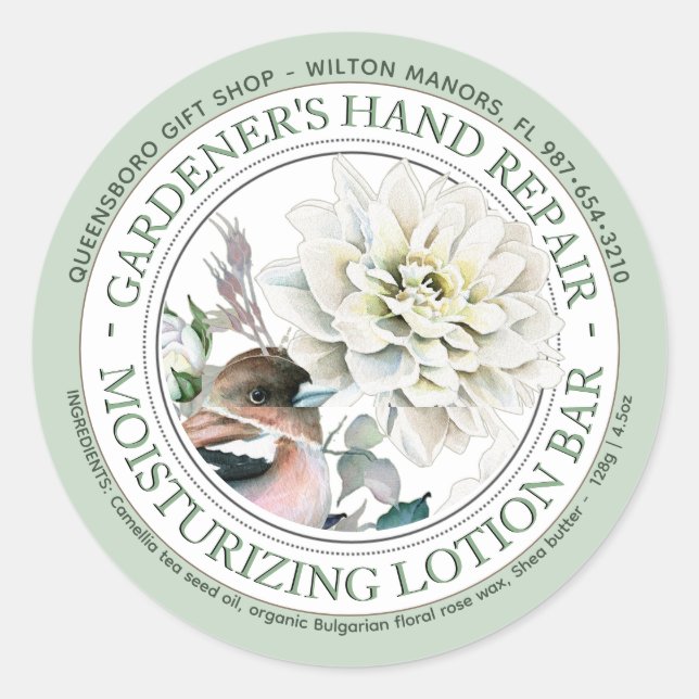 Gardener's Rosewachs Hand Reparatur Lotion Bar Cla Runder Aufkleber (Vorderseite)