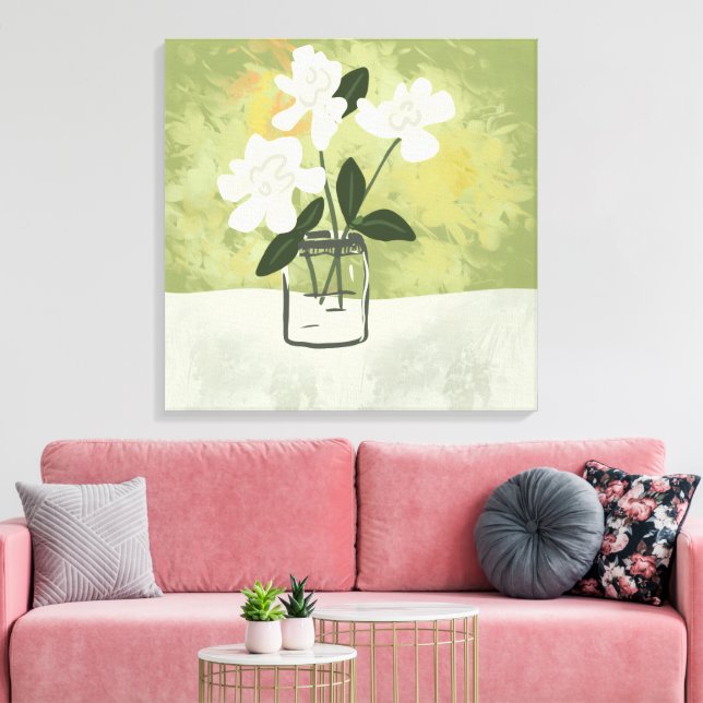 Gardenia Blume Bloom Custom Background Leinwanddruck (Insitu (Wohnzimmer))