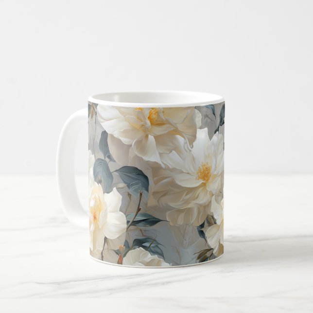 Gardenia Blume Muster Kaffeetasse (Vorderseite Links)