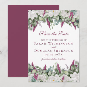 Gardenia/Snapdragon Lila Save the Date Karte