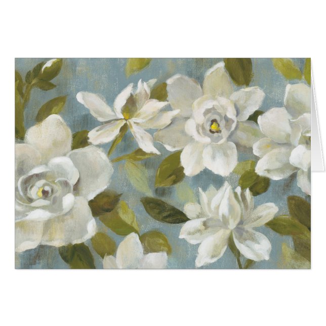 Gardenias auf Schiefer-Blau (Vorderseite (Horizontal))