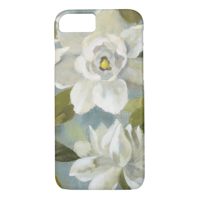Gardenias auf Schiefer-Blau Case-Mate iPhone Hülle (Rückseite)