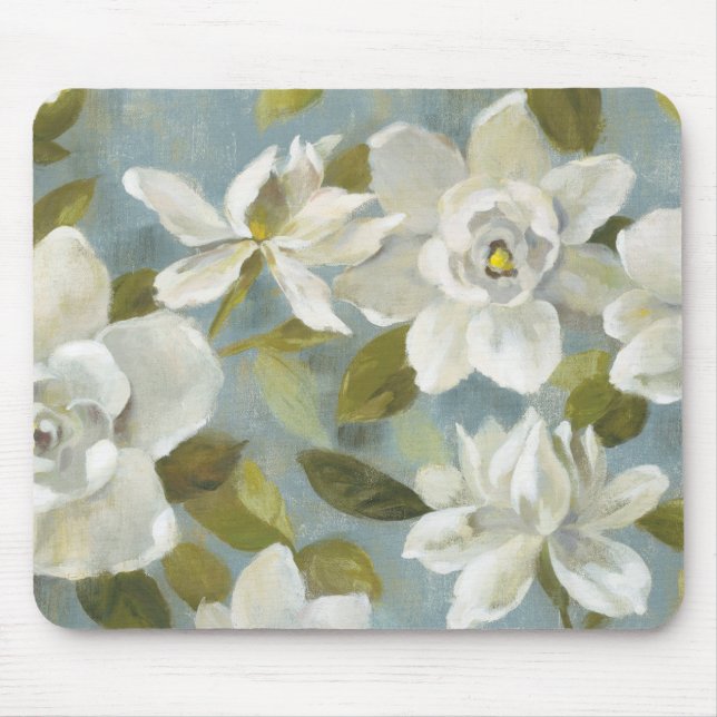 Gardenias auf Schiefer-Blau Mousepad (Vorne)
