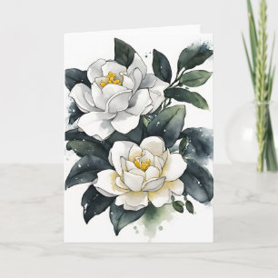 Gardenie - Aquarellblumen Karte