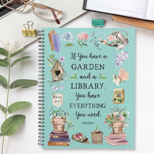 Gardening and Library Quote Floral Graden Notizbuch (In situ)