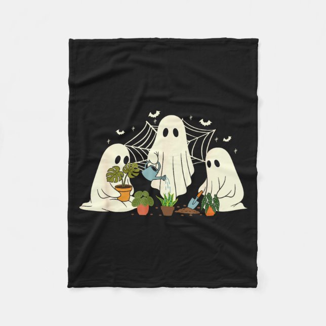 Gardening Garden Halloween Ghost Plant Lover Men W Fleecedecke (Vorderseite)