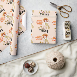 Gardening Girl mit Sonnenblumen Alles Gute zum Geb Geschenkpapier