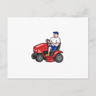 Gardenmäher Rideon Lawn Mower Cartoon Postkarte