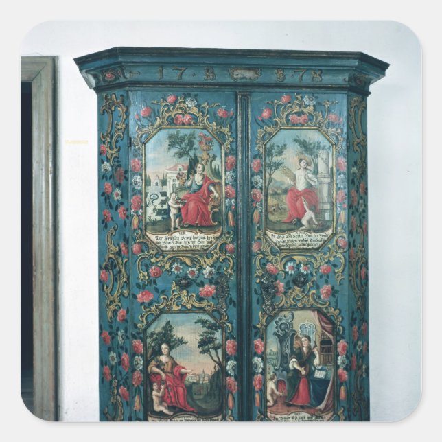 Garderobe mit Szenen der vier Quadratischer Aufkleber (Vorderseite)