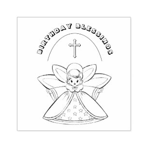 GARDIAN ANGEL RELIGIOUS CROSS BIRTHDAY BLESSINGS GUMMISTEMPEL