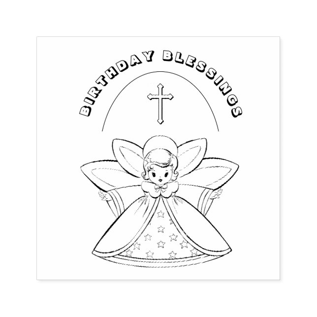 GARDIAN ANGEL RELIGIOUS CROSS BIRTHDAY BLESSINGS GUMMISTEMPEL (Prägung)