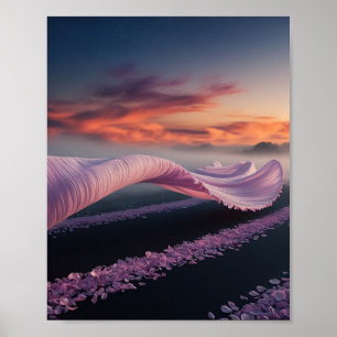Gardine mit Blütenblättern Poster
