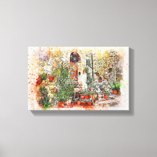 Gardinengestein Blume Fenstertür Leinwanddruck