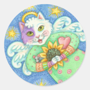 GARDISCHE ANGEL, CAT-STICKER-Runde, Schließe, Blat Runder Aufkleber